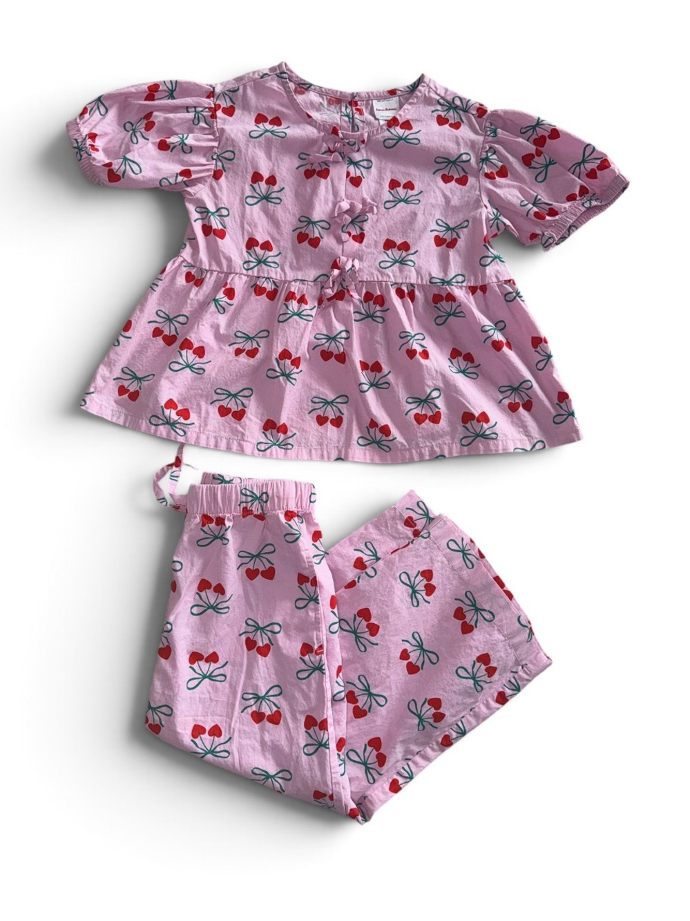Hanna Andersson Pink Cotton Lightweight Cherry Print Matching Set 6/7